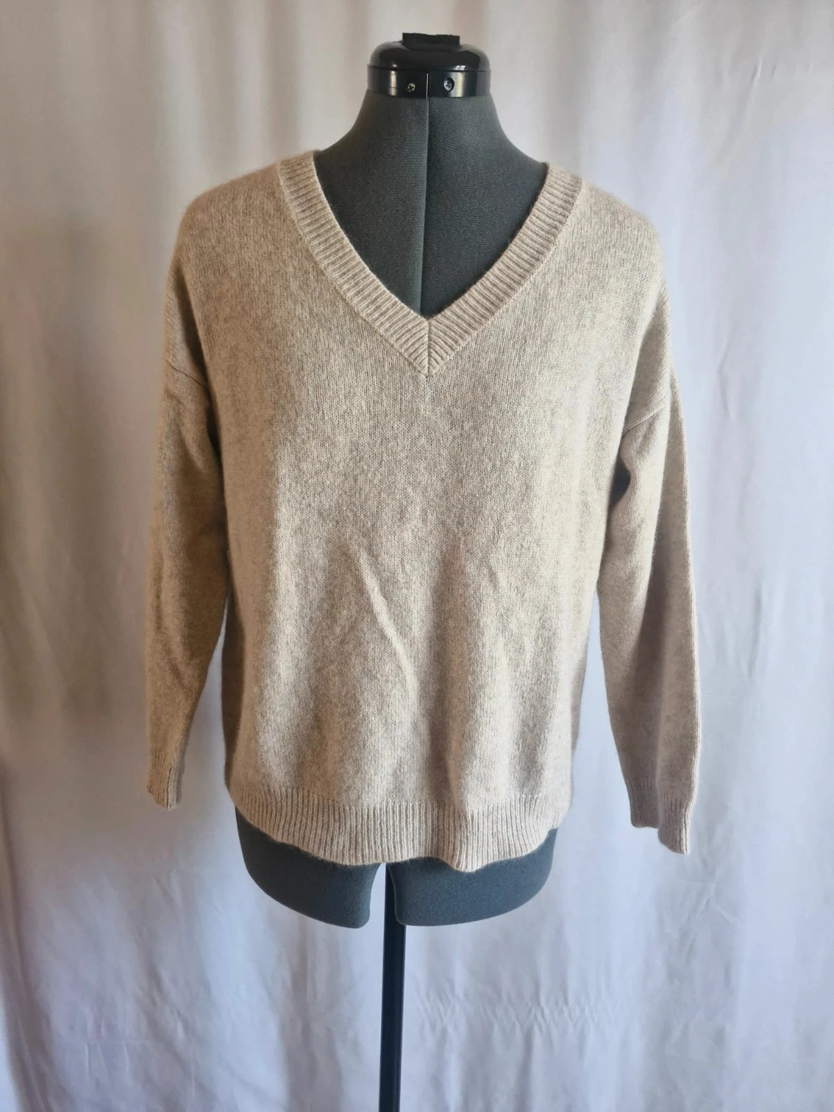 Pull See U Soon beige maille douce angora laine col V S/M cocoon chic